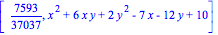 [7593/37037, x^2+6*x*y+2*y^2-7*x-12*y+10]